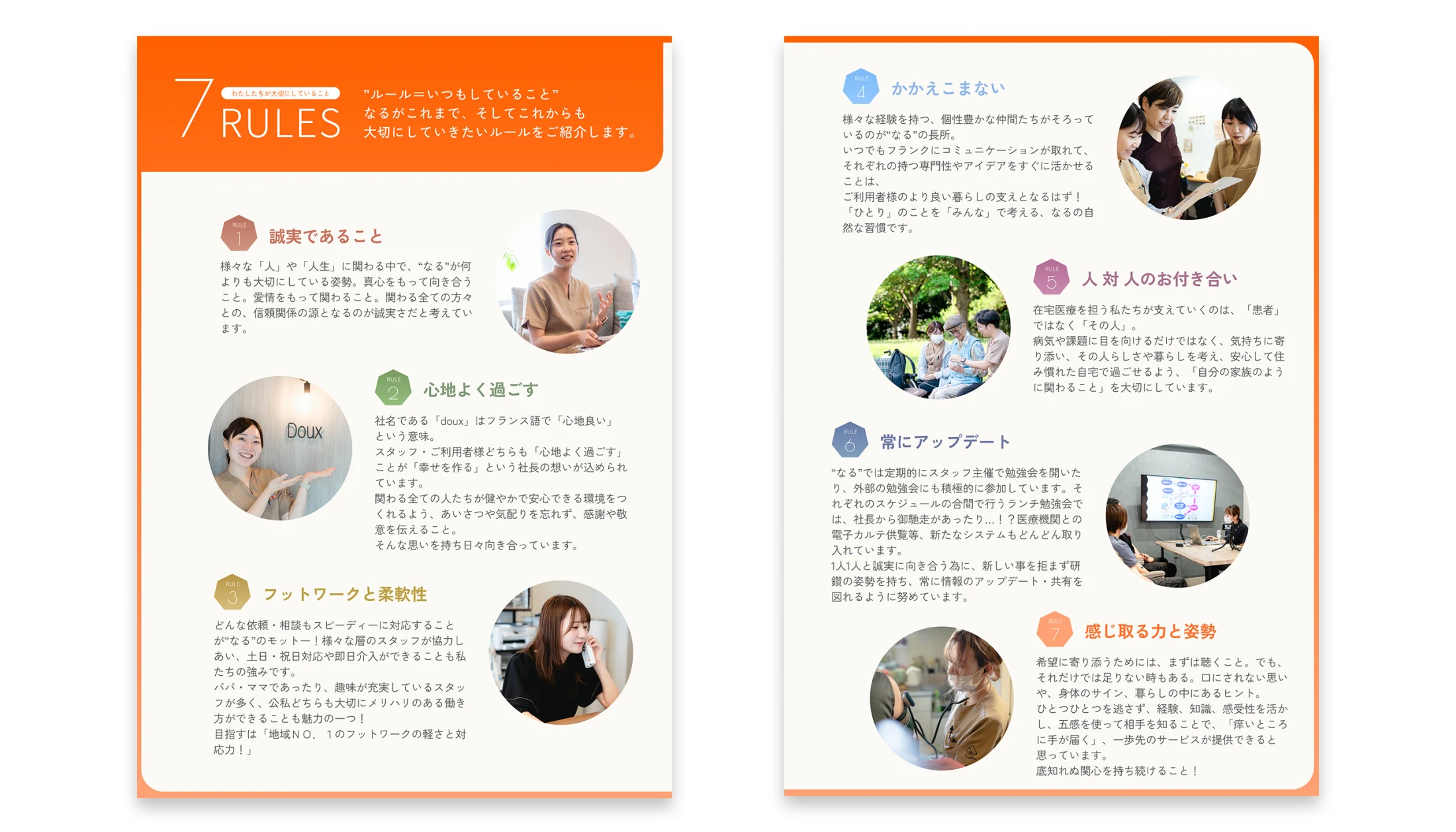 横浜訪問看護リハビリなる創業5周年記念誌の7つのルール誌面